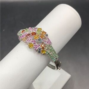 Genuine Multi-Gemstone Bangle Bracelet